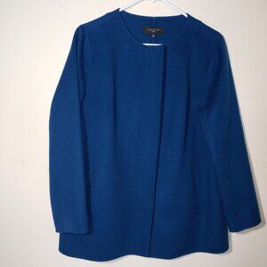 Talbots 3/4 Wool Nylon Blend Full Zip Crew Neck Driving Coat Size Lp Blue